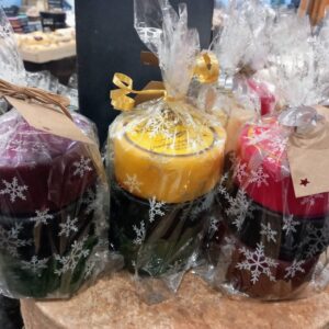 Trio of waxed cheeses